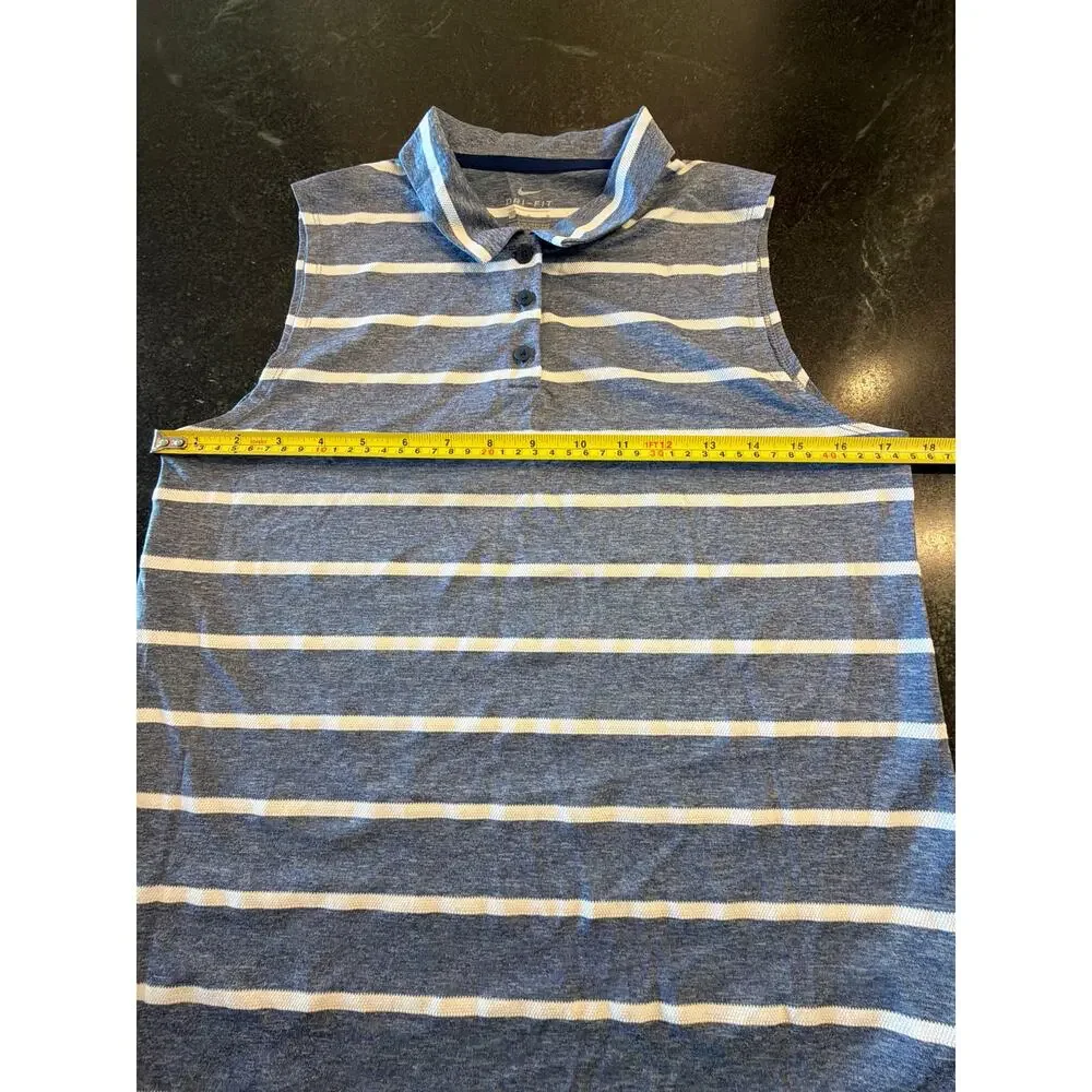 NIKE Dri-Fit navy and white sleeveless golf polo MED - Picture 9 of 10